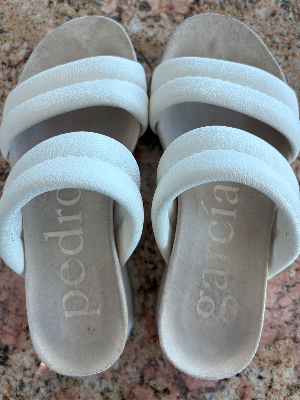 Pedro Garcia Cream Triple-Strap Padded Slide Sandals